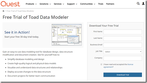 toad data modeler 25 entities